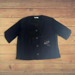 刺繍デザイン 5分袖カーディガン 黒 レトロ モード Archive