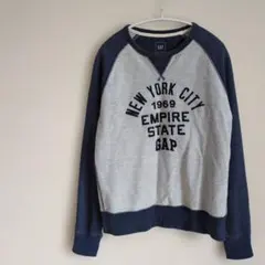 GAP ギャップ スウェット トレーナー XSサイズ ラグラン 紺✕グレー