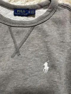 美品 ポロ ラルフローレン スウェット グレー 前V 白ポニー 現行タグ