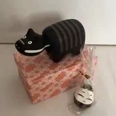 新品 野沢民芸 猪苗代縞ベコ 1号、猪苗代縞小法師 小 2点セット 赤べこ 新品 野沢民芸 猪苗代縞ベコ 1号、猪苗代縞小法師 小 2点セット