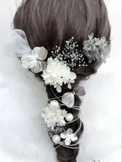 再販☆髪飾り振袖卒業式成人式七五三結婚式袴和装ドライフラワーウェディングシルバー