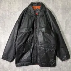 牛革 カウレザー カーコート 中綿 黒 本革 ヴィンテージ