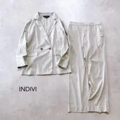 【美品】INDIVI セットアップ 接触冷感 UVケア 麻混 ジャケット パンツ