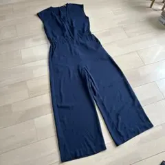 ネイビー Vネック ノースリーブ オールインワン