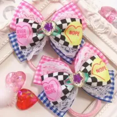 ハンドメイド♡カラフルリボンキッズヘアゴム♡2個セット