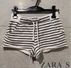 ZARA TRAFALUC アイボリー黒ストライプショートパンツ S