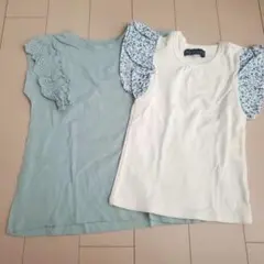ミントグリーン ●フリル ノースリーブ タンクトップ2枚セット 110