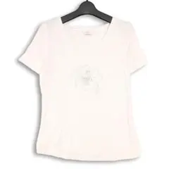エレガンス 半袖Tシャツ 白 38 ビジュー フラワー きれいめ フェミニンのサムネイル