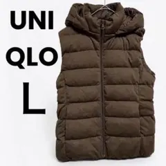 ユニクロ ダウンベスト L 茶 フード付 UNIQLO レディース アウターのサムネイル
