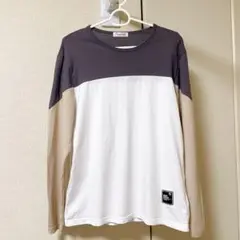 美品　長袖カットソー カラーブロック ホワイト/グレー/ベージュ　サイズM