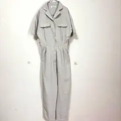 a328【Sheltter 】オールインワン　サロペット　半袖　ベージュ　Mのサムネイル