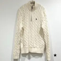 ラルフローレン ケーブルニット コットン クォータージップ セーター メンズ M