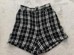 チェック柄 ツイード ショートパンツ ブラック M
