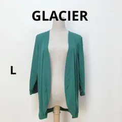 グラシアGLACIER カーディガン　七分袖　羽織り　グリーン　L