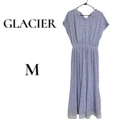 【美品】ハニーズ グラシア 小花柄 プリーツ ロングワンピース M ブルーのサムネイル