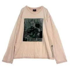 VISION CLUB プリント長袖カットソー　ロンT 薄ピンク　L