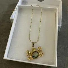 10ヴィンテージ デザイン　ネックレス　カニ　海　ゴールド　レトロ　アクセサリー