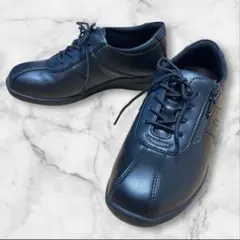 【美品✨】ムーンスター　レザースニーカー　23cm 4E サイドジップ　黒