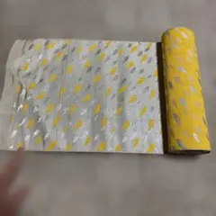 半幅帯 黄色地 葉文様
