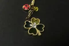 Disney 四つ葉のクローバー ストラップ てんとう虫