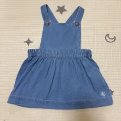 【プチバトー】デニム サロペット風 ワンピース　18m81cm