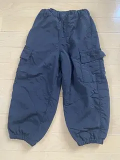 GU キッズ 裏フリース カーゴパンツ ブラック 110