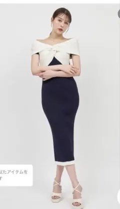 配色ツイストニットタイトワンピース　ROYAL PARTY