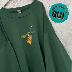 レアUSA製90s古着○ディズニー プーさん刺繍スウェットトレーナー 2XL