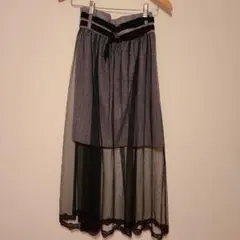 TOЯTE 黒 チュール ロングスカート  グレンチェックのサムネイル
