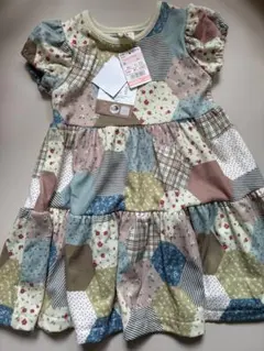 新品soft cheese パッチワーク 半袖ワンピース 80