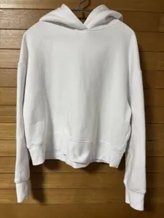 ZARA BASIC ホワイト ショート丈 パーカー Lサイズのサムネイル