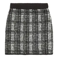 GU チェックジャガードニットスカート　ブラック