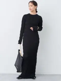 【美品】ミューズ ドゥーズィエムクラス ロングワンピース リブニット 半袖 人気 ミューズ ドゥーズィエム クラス 24SS DINER RIB ワンピースの