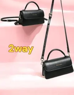 ショルダーバッグ 2way ハンドバッグ 斜め掛け 肩掛け レディース 黒色