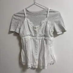 半袖Tシャツ＋レースキャミセット