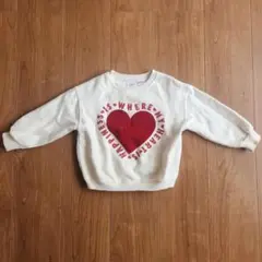 ZARA アイボリー ハートプリント トレーナー 18-24ヶ月