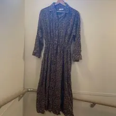 LOWRYS FARM 花柄ロングシャツワンピース　袖ありワンピース