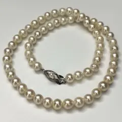 【テリ強】アコヤ真珠 パールネックレス クリーム 6.5-7.0mm 27.0g