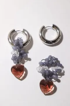 ステンレス ハート フープピアス 2way