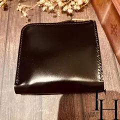 コードバン　新喜皮革　L字ファスナーウォレット　黒