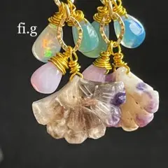 14kgf モラドオパール×プレシャスオパール　ピアス　イヤリング　天然石