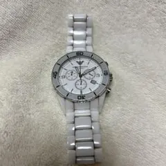 【希少】アルマーニホワイトセラミック クロノグラフ 時計