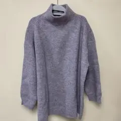 【未使用】GUパフィタッチオーバーサイズハイネックセーター/パープル/ニット