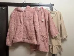 もこもこルームウェア 3点セット ピンク ベージュ パジャマ