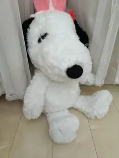 60cm/スヌーピー ぬいぐるみ 耳にリボン付き