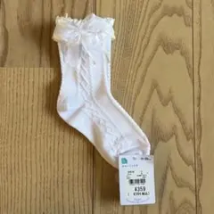 リボン付き　クルーソックス　キッズ靴下 15-20cm