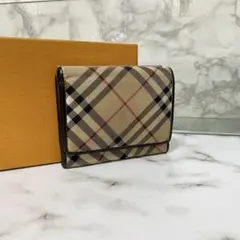 マ*ー様 BURBERRY バーバリー 三つ折財布 ノバチェック がま口財布 ナ