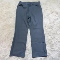 GU メンズ スラックス センタープレスストレートパンツ ブルーXL