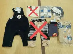 ピッコロ８０新品　秋冬のおしゃれセット　トレーナーとつなぎとベストとズボンと帽子