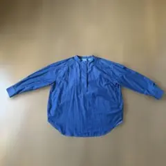 ダークブルー デニム風 長袖シャツ